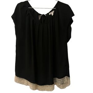 Lauren Conrad size xl black blouse w cream lace detail.  EUC
